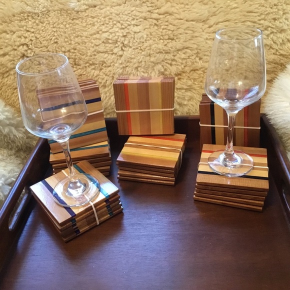 Multicolor Wooden Coaster Set - Picture 1 of 6
